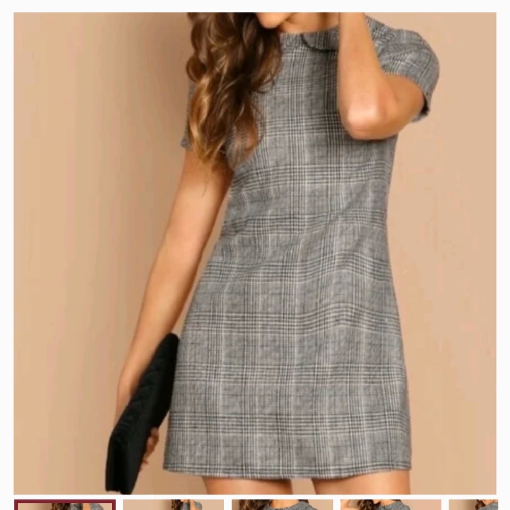 Shein plaid Peter Pan collar mini in red. Worn once - Picture 1 of 6